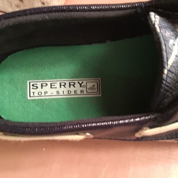 Sperry Women’s Size 7.5M Green, Blue & White Plaid Top Siders Loafer - Picture 6 of 12